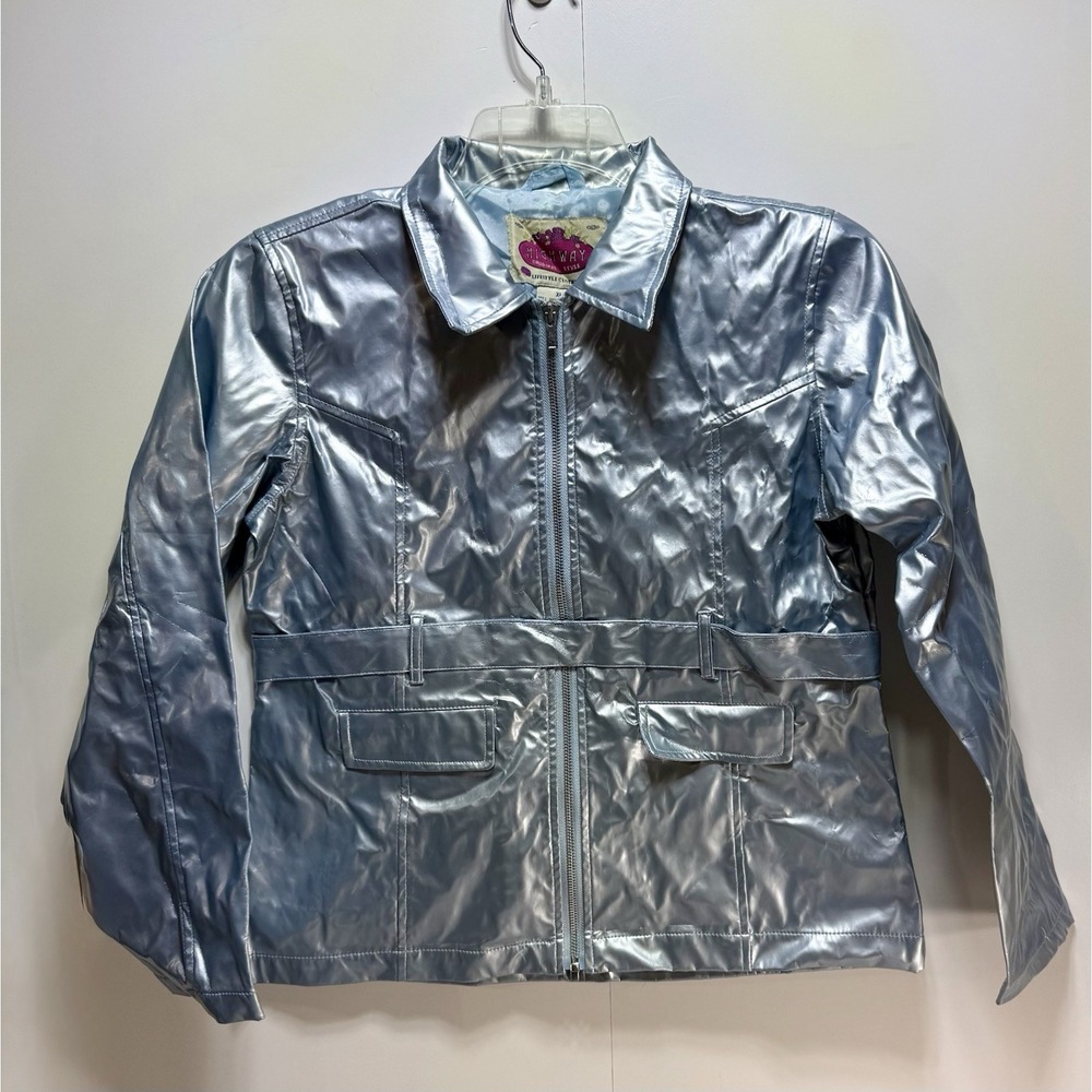 Highway Original Style Metallic Silver Belted Jacket Girls‎ XL See Notes